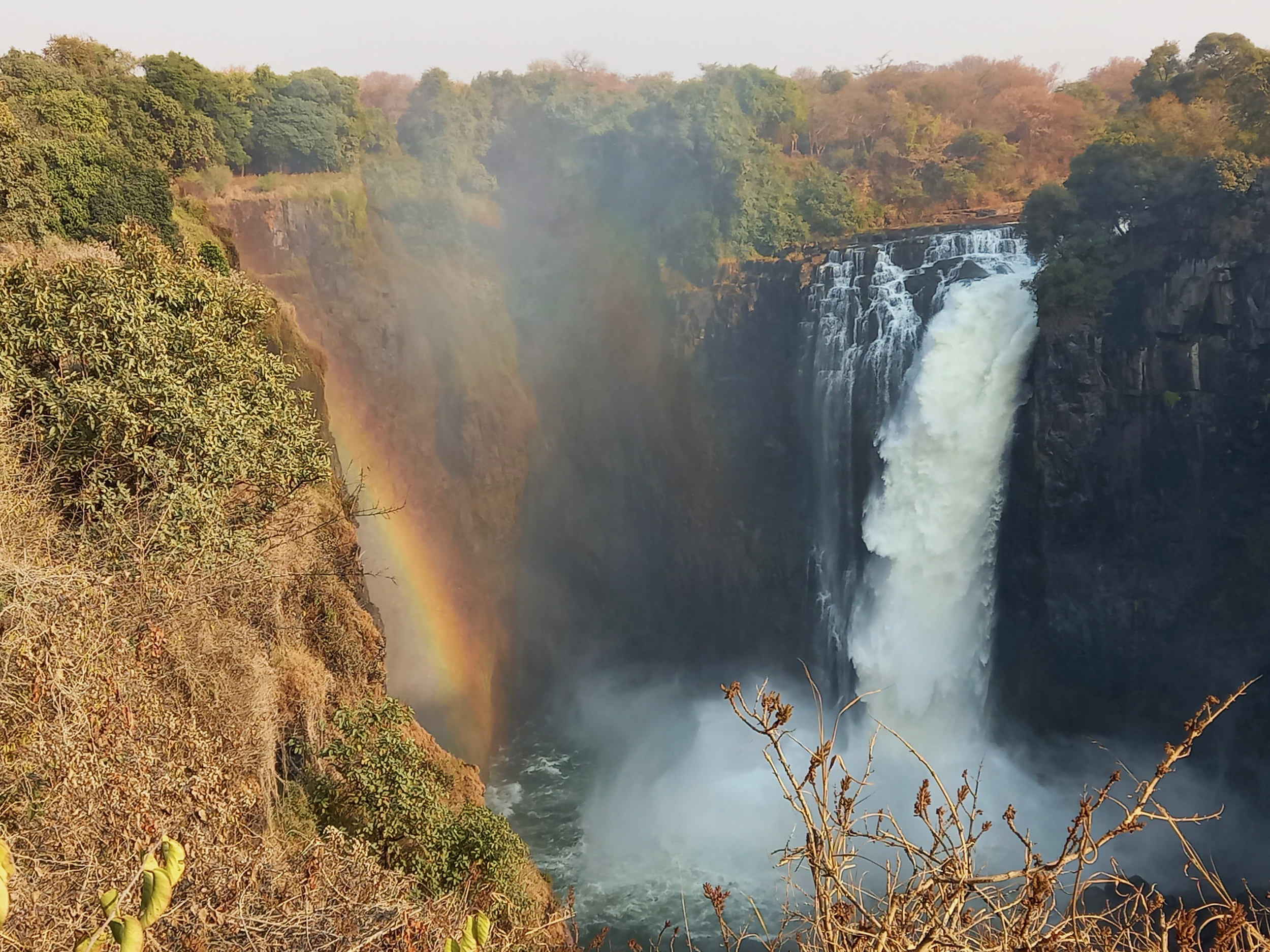 Victoria Falls with rainbow