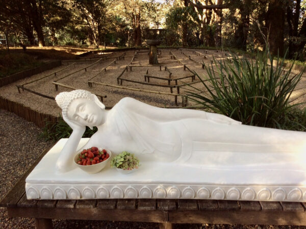 Reclining Buddha and labyrinth